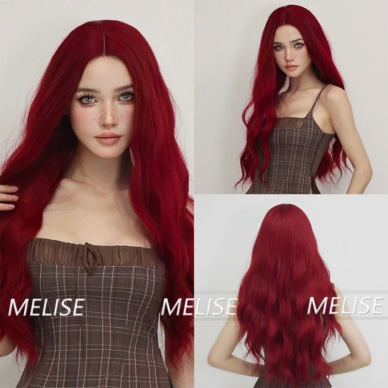 【現貨1】紅色 酒紅色 玫瑰紅色 紅黑色 赤紅色 勃艮第紅 亮紅系列假髮♥️捲髮 直髮 短髮酒紅色假髮紅皇后假髮赤髮假髮-規格圖3