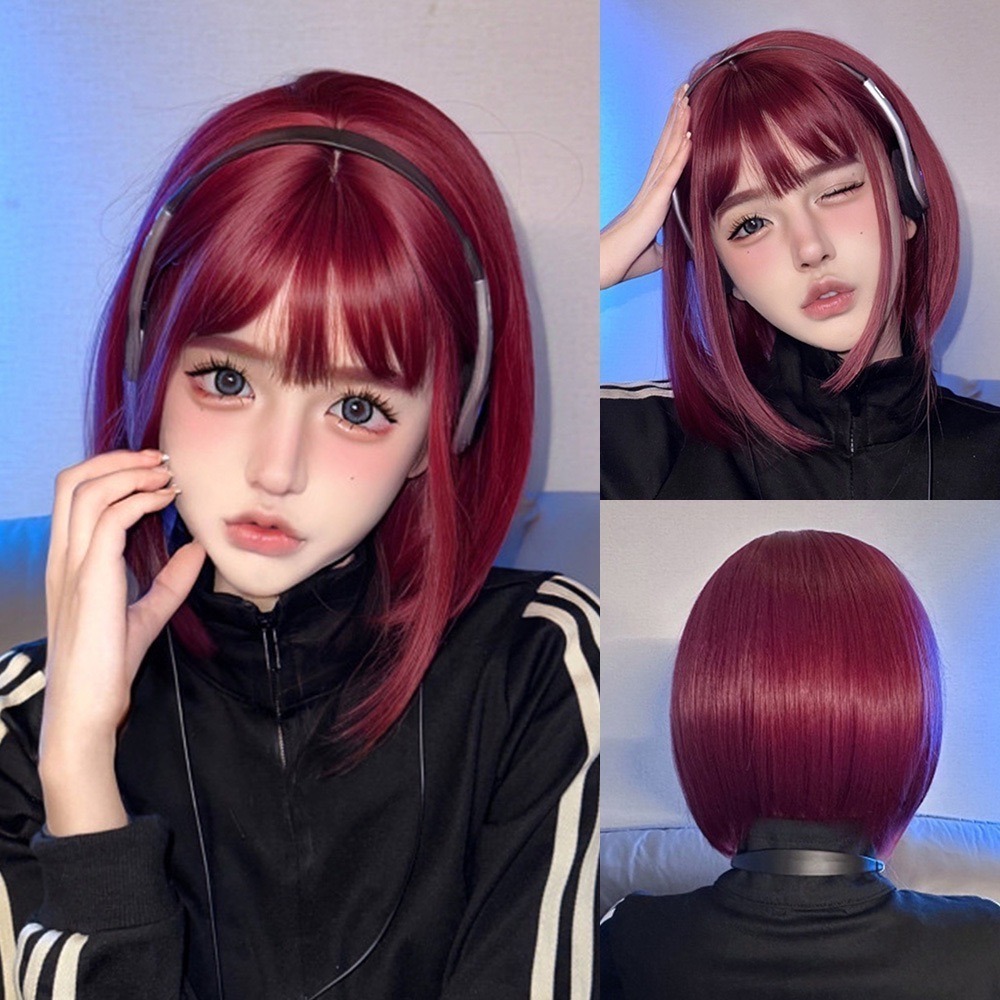 《荷燕》酒紅色Bobo 短髮 30cm