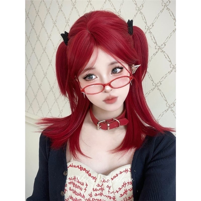 【現貨1】紅色 酒紅色 玫瑰紅色 紅黑色 赤紅色 勃艮第紅 亮紅系列假髮♥️捲髮 直髮 短髮酒紅色假髮紅皇后假髮赤髮假髮-規格圖3