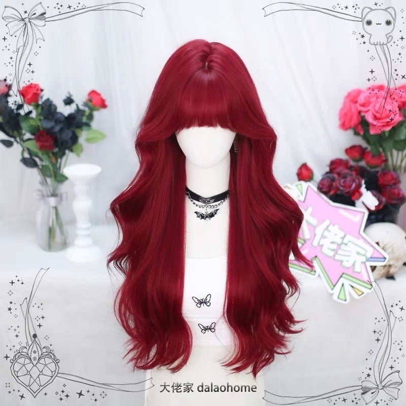 【現貨1】紅色 酒紅色 玫瑰紅色 紅黑色 赤紅色 勃艮第紅 亮紅系列假髮♥️捲髮 直髮 短髮酒紅色假髮紅皇后假髮赤髮假髮-規格圖3