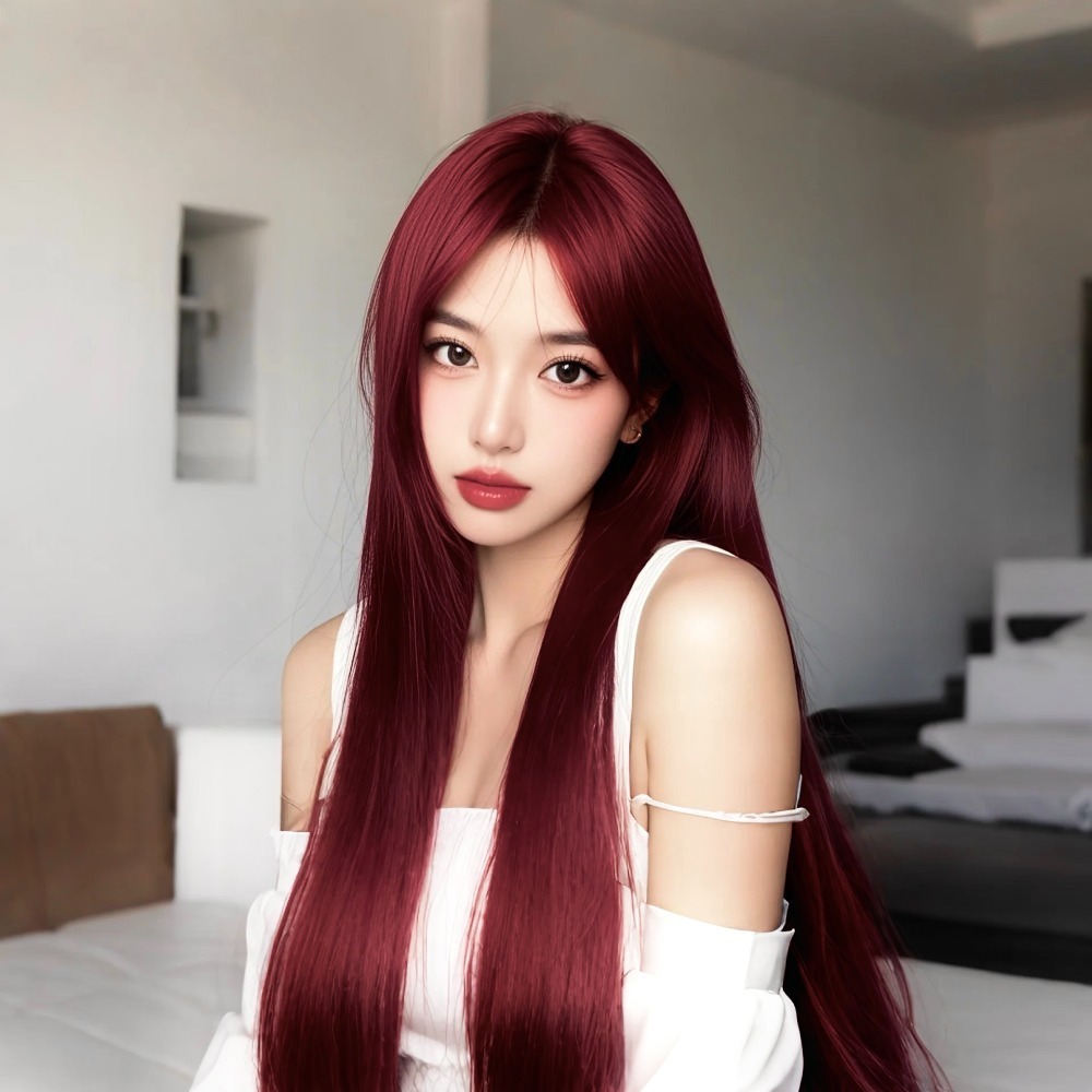 【現貨1】紅色 酒紅色 玫瑰紅色 紅黑色 赤紅色 勃艮第紅 亮紅系列假髮♥️捲髮 直髮 短髮酒紅色假髮紅皇后假髮赤髮假髮-規格圖3