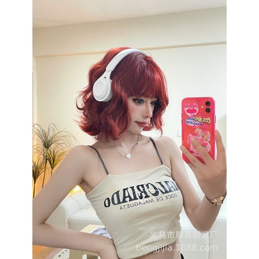 【現貨1】紅色 酒紅色 玫瑰紅色 紅黑色 赤紅色 勃艮第紅 亮紅系列假髮♥️捲髮 直髮 短髮酒紅色假髮紅皇后假髮赤髮假髮-規格圖3