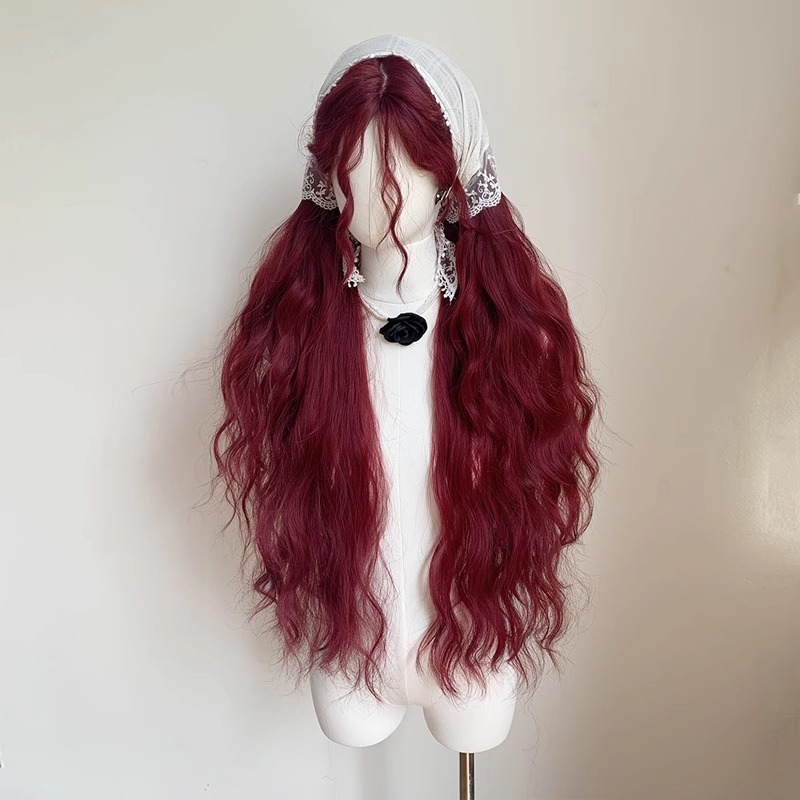 【現貨2】紅色 酒紅色 玫瑰紅色 紅黑色 赤紅色 勃艮第紅 亮紅系列假髮♥️捲髮 直髮 短髮酒紅色假髮紅皇后假髮赤髮假髮-規格圖3