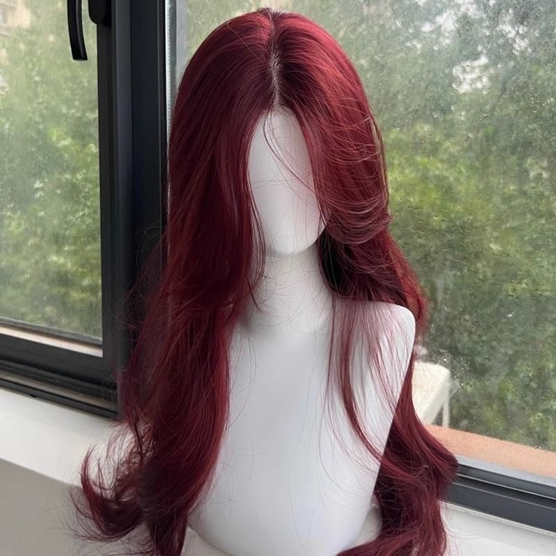 《芷臻》前額蛋白蕾絲 樹莓紅 65cm