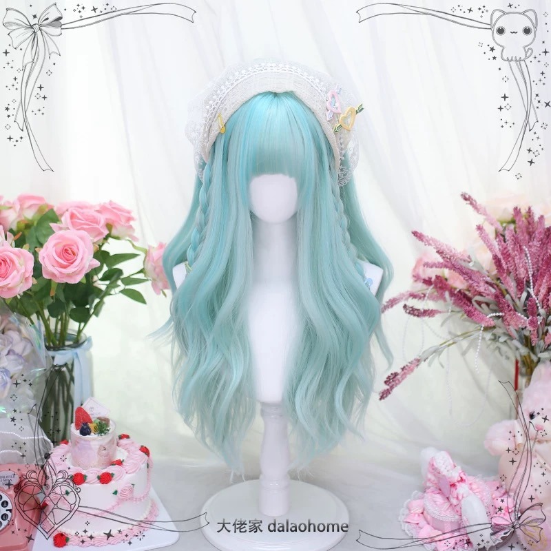 《青檸》薄荷藍綠挑染 大波浪捲 60cm