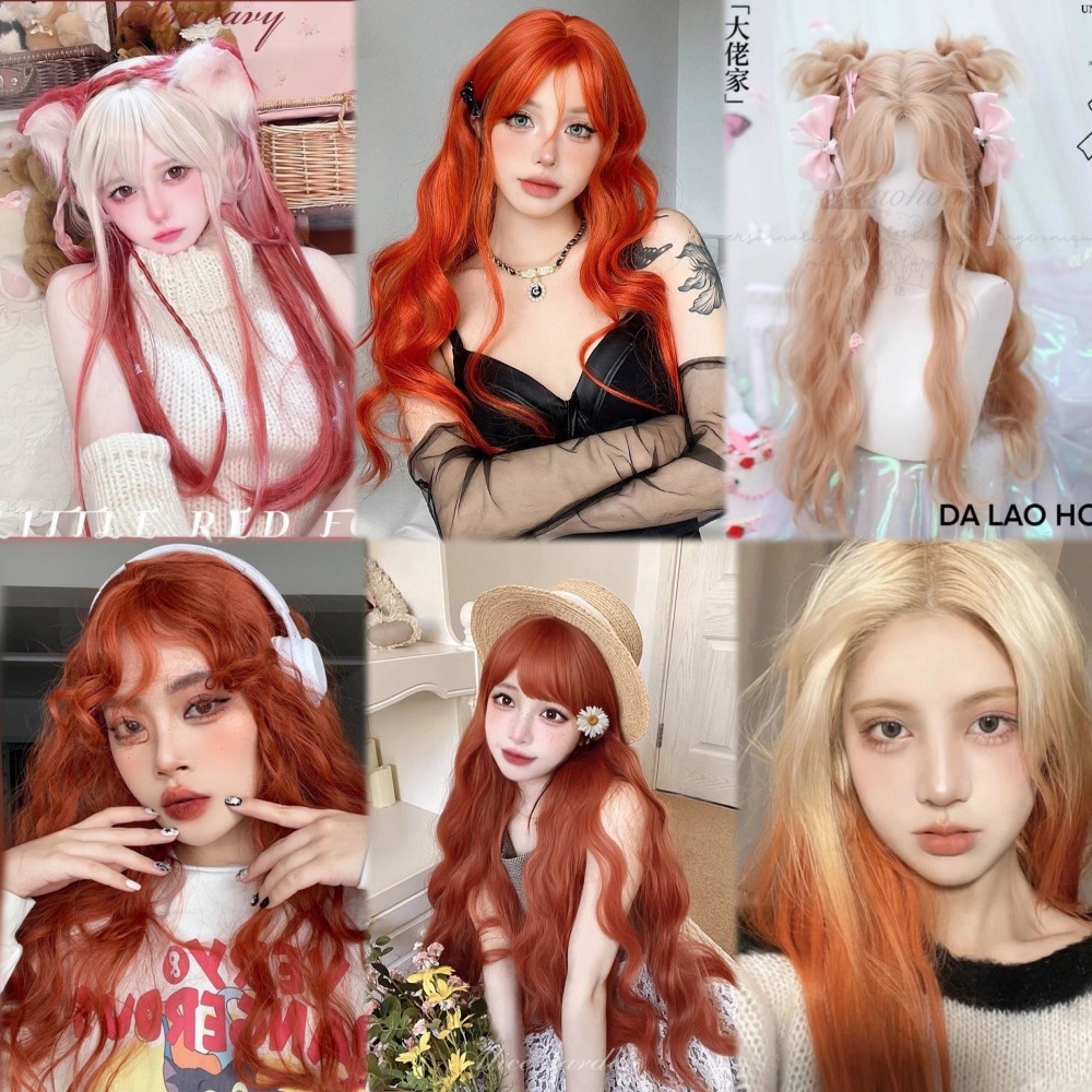 【現貨1】橘色 橘紅 黑橘 橘粉 桔色 橘棕茶 柑桔金橘系列假髮🤎長捲髮 直髮 短髮 橘色假髮 萬聖節假髮 cos假髮-細節圖2