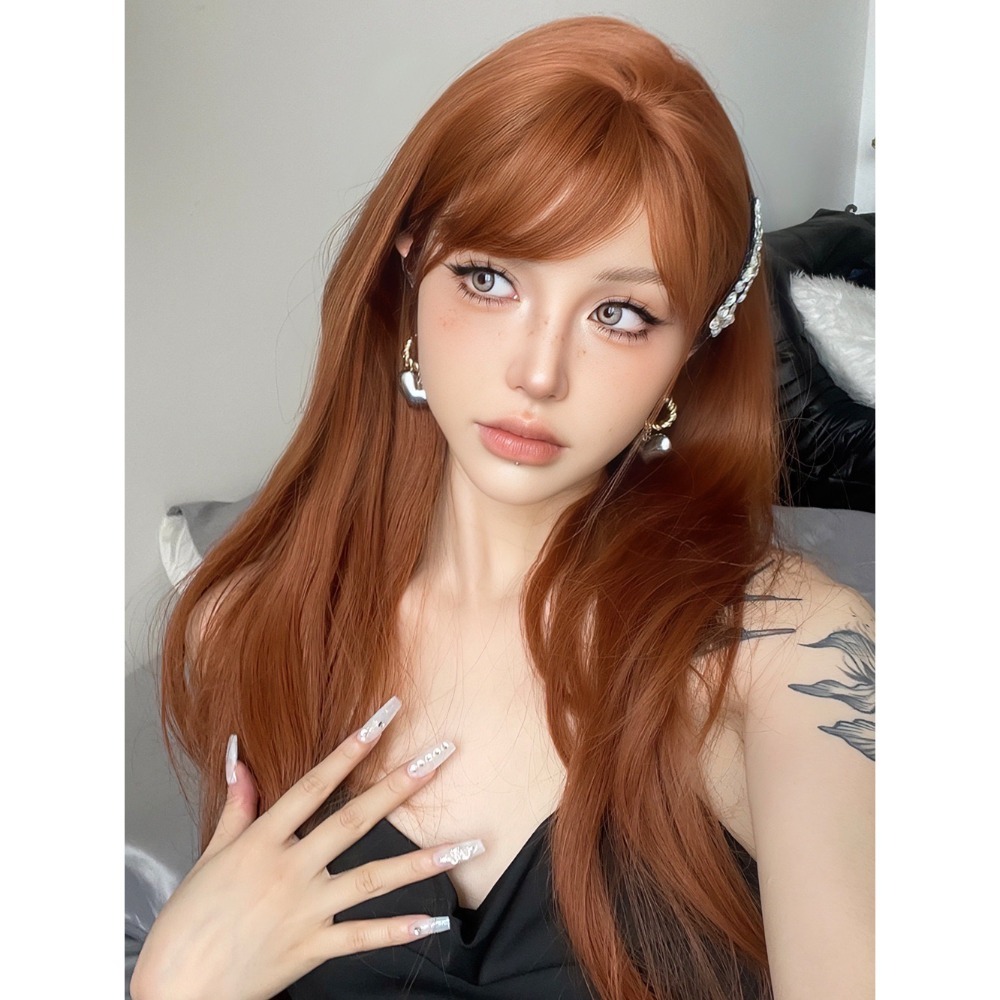 【現貨1】橘色 橘紅 黑橘 橘粉 桔色 橘棕茶 柑桔金橘系列假髮🤎長捲髮 直髮 短髮 橘色假髮 萬聖節假髮 cos假髮-規格圖2