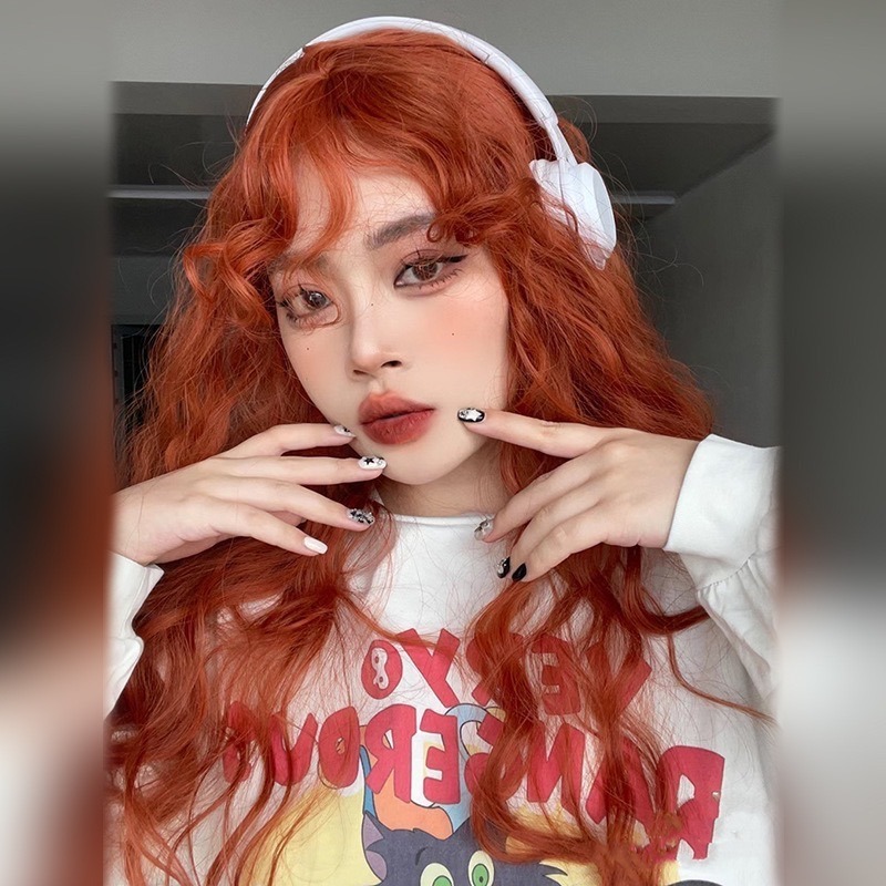 【現貨1】橘色 橘紅 黑橘 橘粉 桔色 橘棕茶 柑桔金橘系列假髮🤎長捲髮 直髮 短髮 橘色假髮 萬聖節假髮 cos假髮-規格圖2