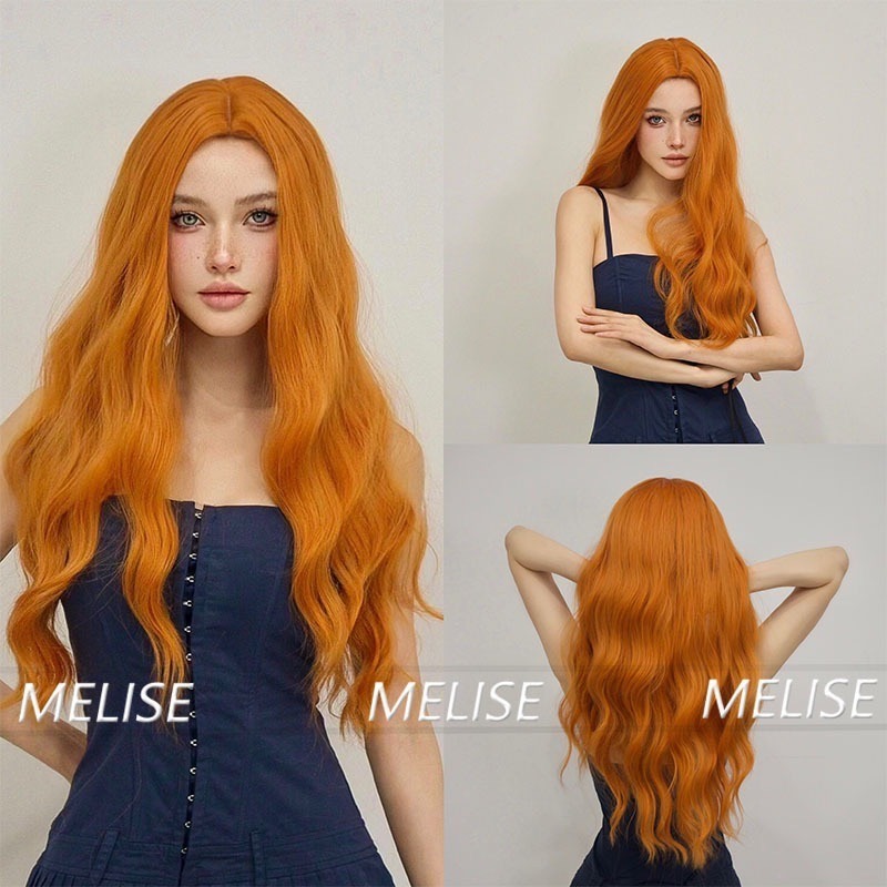 【現貨1】橘色 橘紅 黑橘 橘粉 桔色 橘棕茶 柑桔金橘系列假髮🤎長捲髮 直髮 短髮 橘色假髮 萬聖節假髮 cos假髮-規格圖2