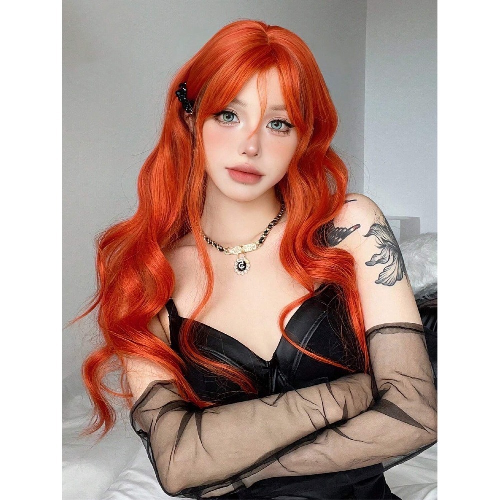 《楓葉》橘紅大波浪捲髮 66cm+-