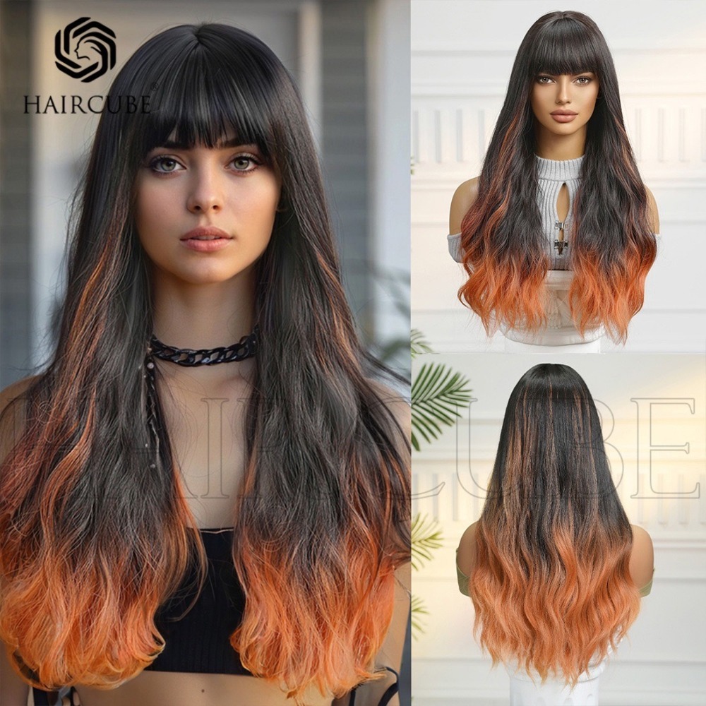 【現貨1】橘色 橘紅 黑橘 橘粉 桔色 橘棕茶 柑桔金橘系列假髮🤎長捲髮 直髮 短髮 橘色假髮 萬聖節假髮 cos假髮-規格圖2