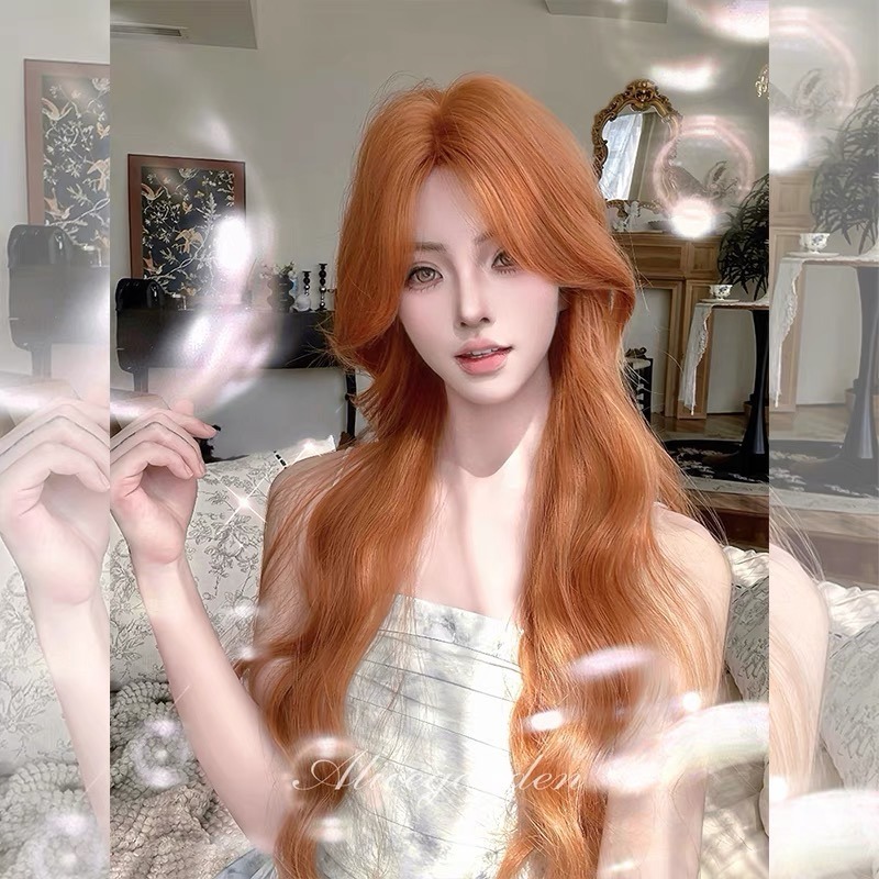 【現貨1】橘色 橘紅 黑橘 橘粉 桔色 橘棕茶 柑桔金橘系列假髮🤎長捲髮 直髮 短髮 橘色假髮 萬聖節假髮 cos假髮-規格圖2