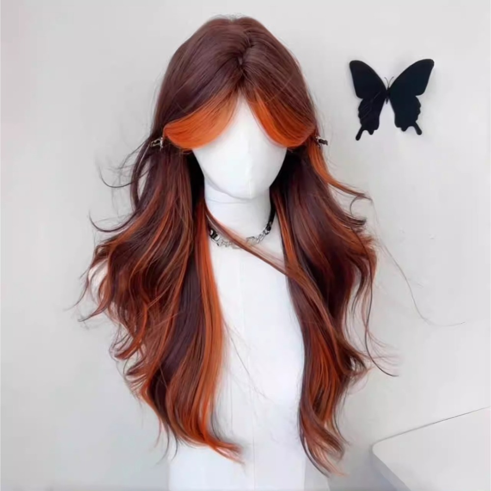 【現貨1】橘色 橘紅 黑橘 橘粉 桔色 橘棕茶 柑桔金橘系列假髮🤎長捲髮 直髮 短髮 橘色假髮 萬聖節假髮 cos假髮-規格圖2