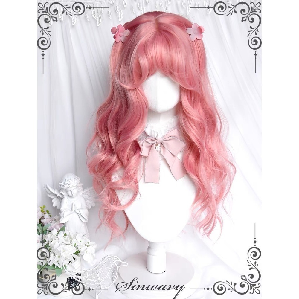 情書 蜜桃粉色長捲髮💝60cm