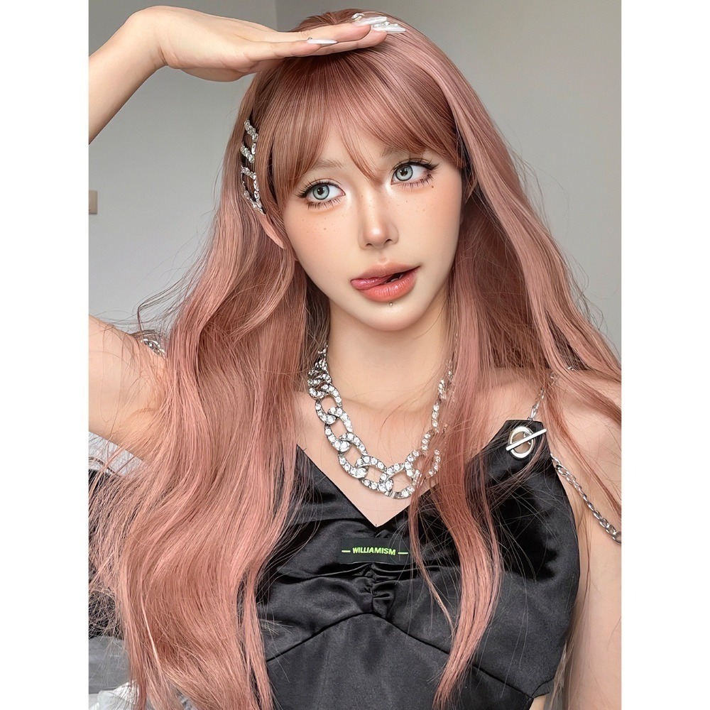 【現貨1】櫻花粉色 桃粉色 粉紅色 淺粉色 黑粉色 粉橘 灰粉色粉紫色系列假髮💖前額蕾絲假髮雙馬尾假髮Lolita假髮-規格圖5