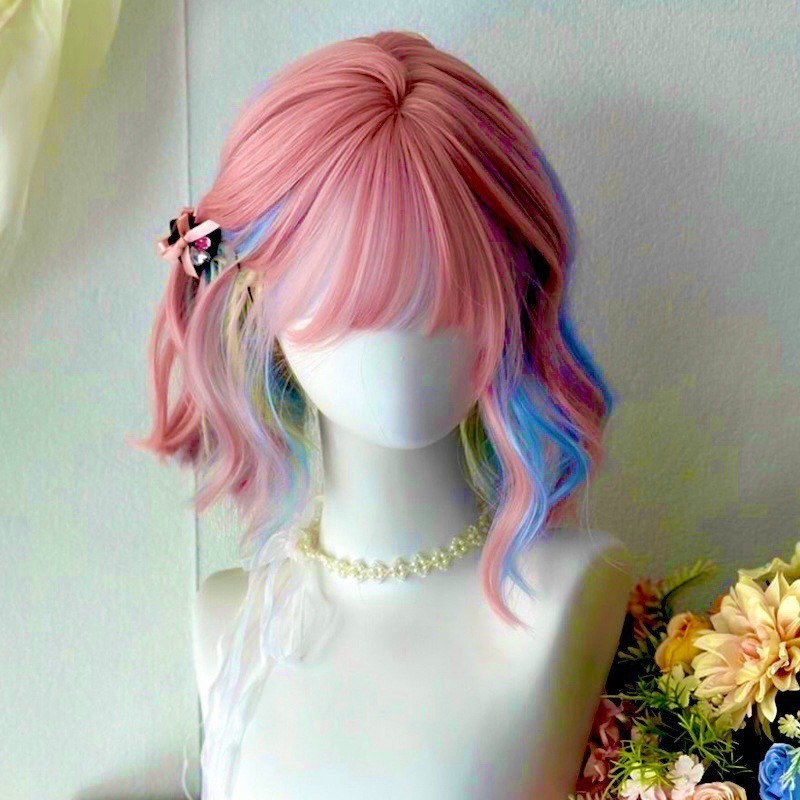 《利姆露》彩虹挑染藍淺綠 38cm+-