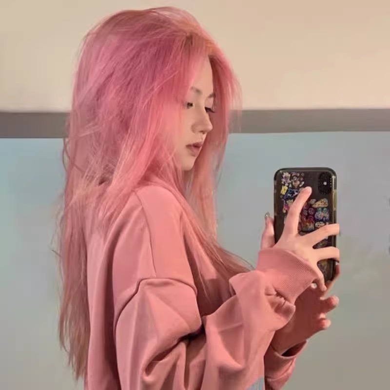 【現貨1】櫻花粉色 桃粉色 粉紅色 淺粉色 黑粉色 粉橘 灰粉色粉紫色系列假髮💖前額蕾絲假髮雙馬尾假髮Lolita假髮-規格圖5