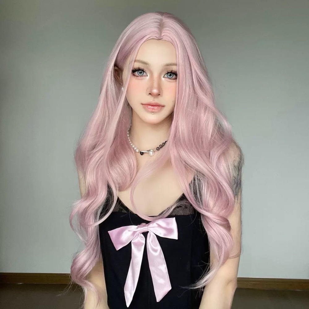 《瑀冬》 中分大波浪 玫瑰粉色 65cm