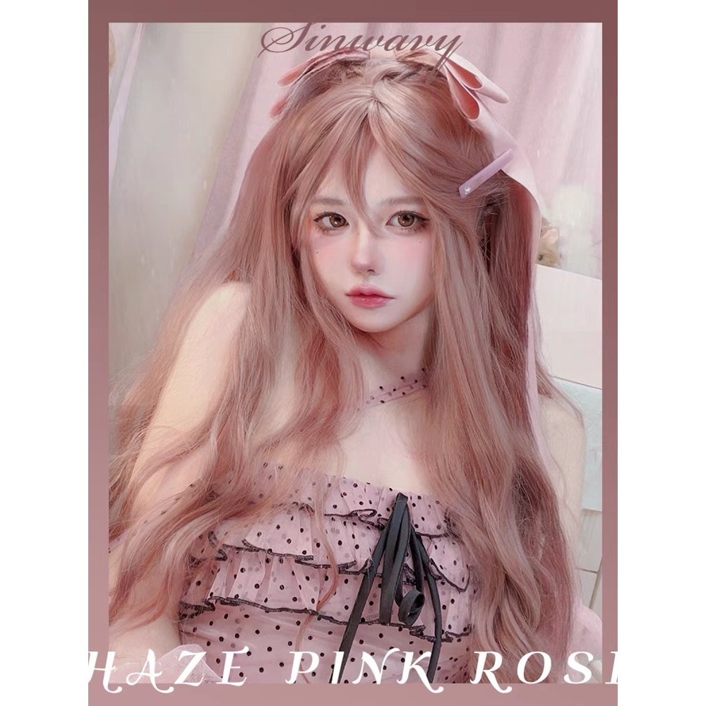 【現貨2】櫻花粉色 桃粉色 粉紅色 淺粉色 黑粉色 粉橘 灰粉色粉紫色系列假髮💖前額蕾絲假髮雙馬尾假髮Lolita假髮-規格圖5
