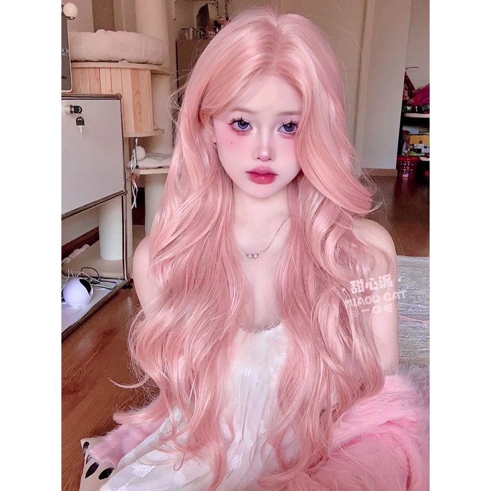 【現貨2】櫻花粉色 桃粉色 粉紅色 淺粉色 黑粉色 粉橘 灰粉色粉紫色系列假髮💖前額蕾絲假髮雙馬尾假髮Lolita假髮-規格圖5