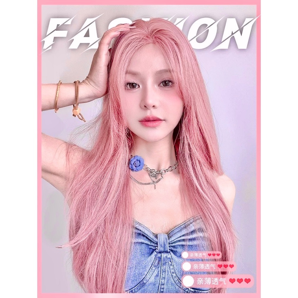 【現貨2】櫻花粉色 桃粉色 粉紅色 淺粉色 黑粉色 粉橘 灰粉色粉紫色系列假髮💖前額蕾絲假髮雙馬尾假髮Lolita假髮-規格圖5