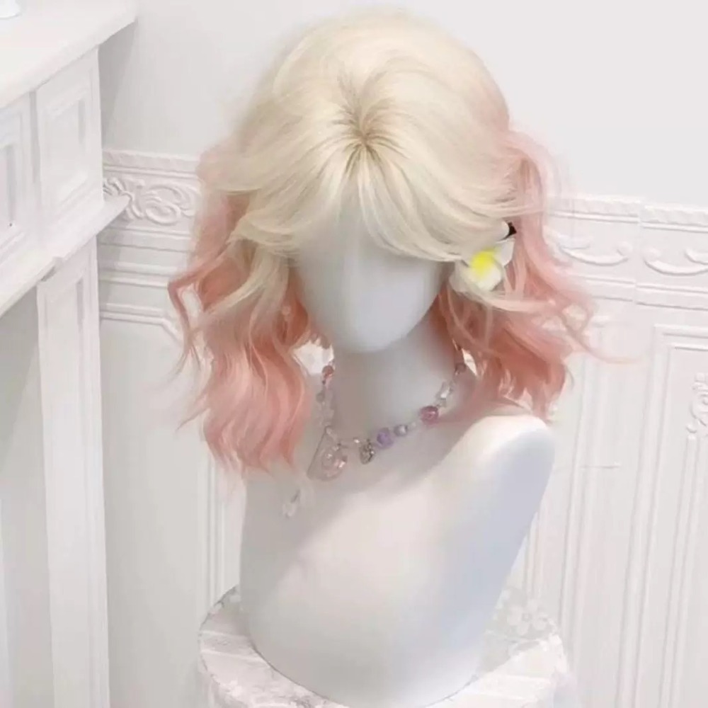 【現貨2】櫻花粉色 桃粉色 粉紅色 淺粉色 黑粉色 粉橘 灰粉色粉紫色系列假髮💖前額蕾絲假髮雙馬尾假髮Lolita假髮-規格圖5