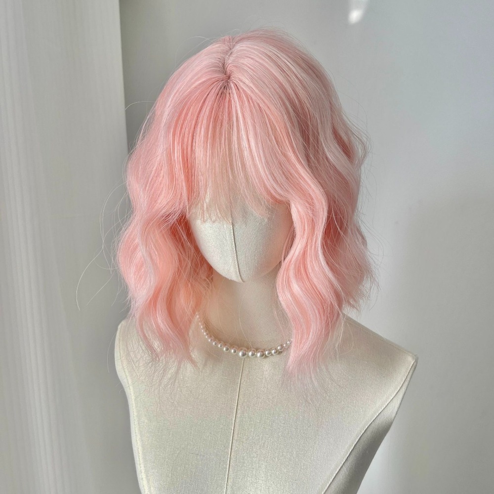 【現貨2】櫻花粉色 桃粉色 粉紅色 淺粉色 黑粉色 粉橘 灰粉色粉紫色系列假髮💖前額蕾絲假髮雙馬尾假髮Lolita假髮-規格圖5