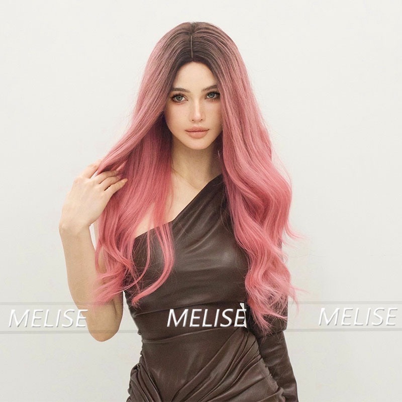 【現貨2】櫻花粉色 桃粉色 粉紅色 淺粉色 黑粉色 粉橘 灰粉色粉紫色系列假髮💖前額蕾絲假髮雙馬尾假髮Lolita假髮-規格圖5