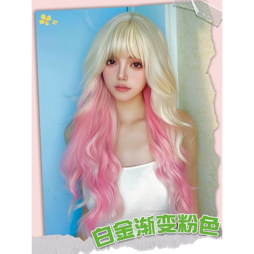 【現貨2】櫻花粉色 桃粉色 粉紅色 淺粉色 黑粉色 粉橘 灰粉色粉紫色系列假髮💖前額蕾絲假髮雙馬尾假髮Lolita假髮-規格圖5
