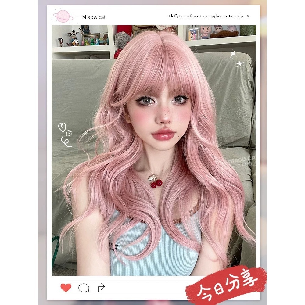 【現貨2】櫻花粉色 桃粉色 粉紅色 淺粉色 黑粉色 粉橘 灰粉色粉紫色系列假髮💖前額蕾絲假髮雙馬尾假髮Lolita假髮-規格圖5
