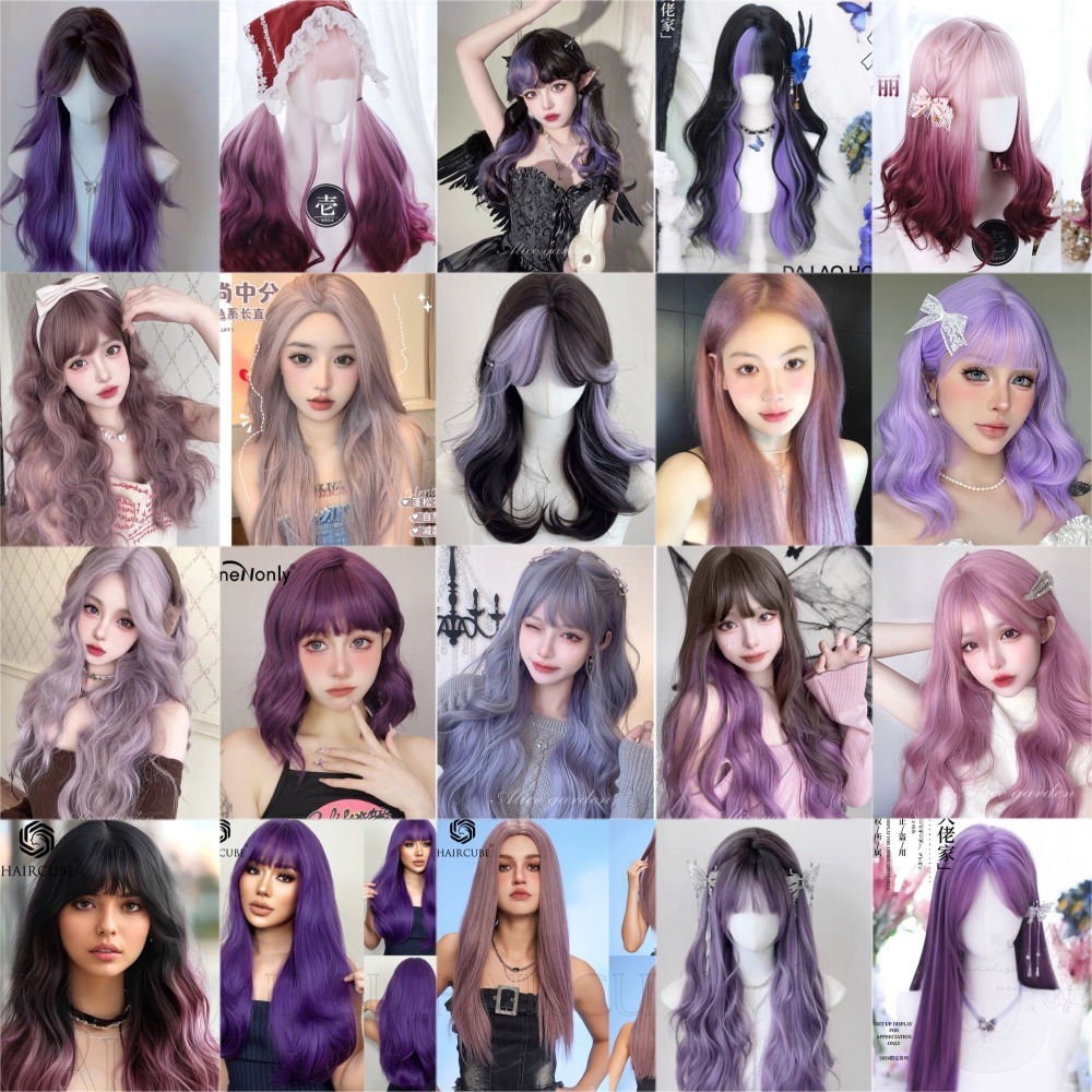 【現貨1】香芋紫色 薰衣草 粉紫色 灰紫色 黑紫色 葡萄紫 薄藤紫色系列假髮💜紫色假髮漸層假髮挑染假髮cos假髮直假髮-細節圖2
