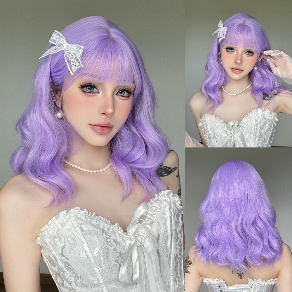 【現貨1】香芋紫色 薰衣草 粉紫色 灰紫色 黑紫色 葡萄紫 薄藤紫色系列假髮💜紫色假髮漸層假髮挑染假髮cos假髮直假髮-規格圖3