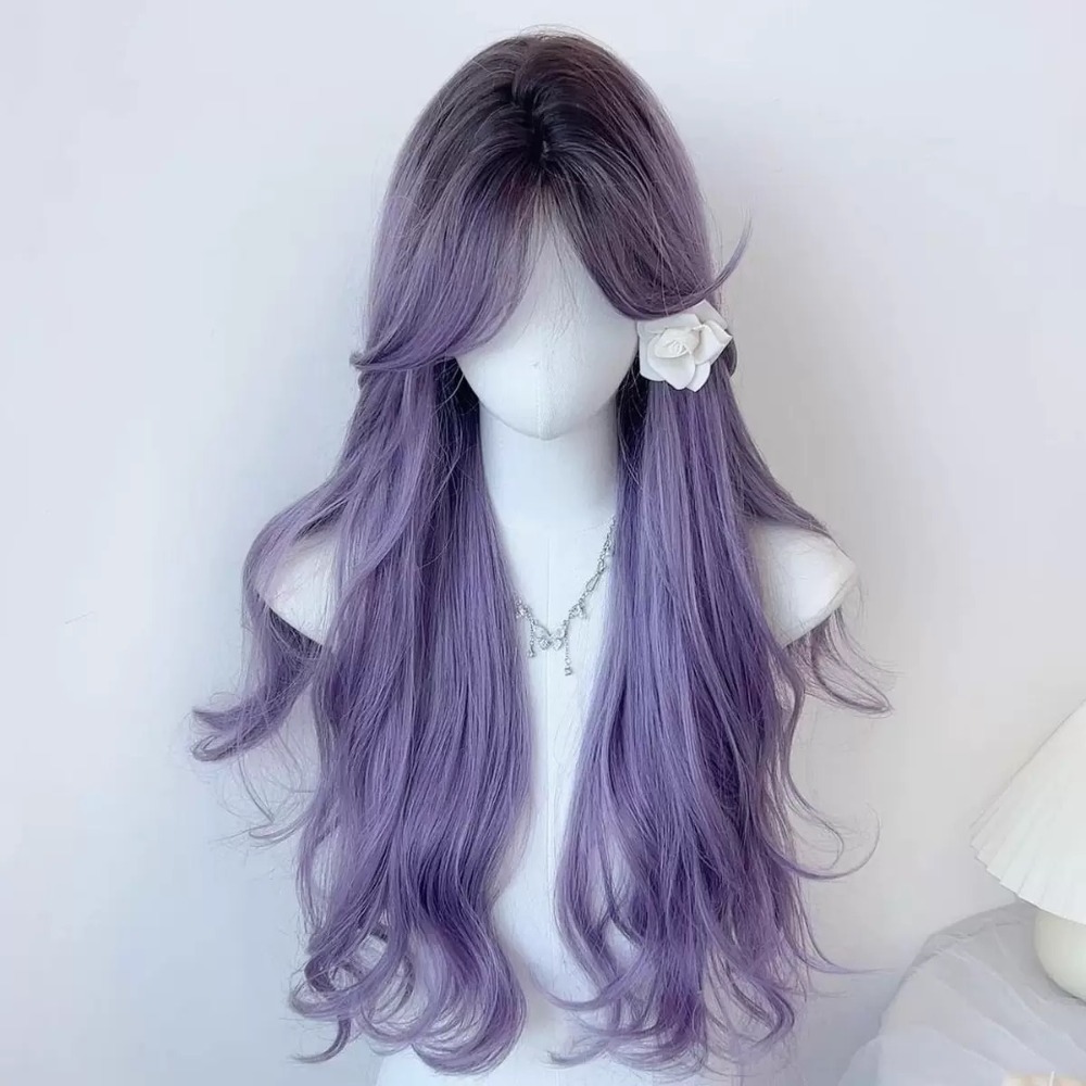 《紫藤花》中分 黑漸變灰紫 65cm+-