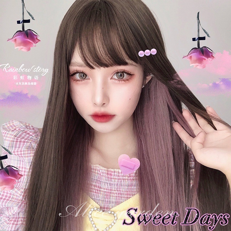 《彩虹物語》木灰茶挑染薄藤 65cm+-