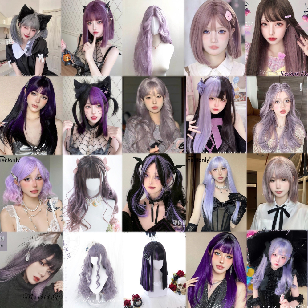【現貨2】香芋紫色 薰衣草 粉紫色 灰紫色 黑紫色 葡萄紫 薄藤紫色系列假髮💜紫色假髮漸層假髮短假髮cos假髮直假髮-細節圖2
