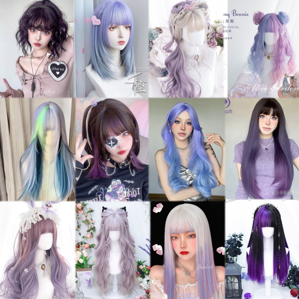 【現貨2】香芋紫色 薰衣草 粉紫色 灰紫色 黑紫色 葡萄紫 薄藤紫色系列假髮💜紫色假髮漸層假髮短假髮cos假髮直假髮-細節圖3