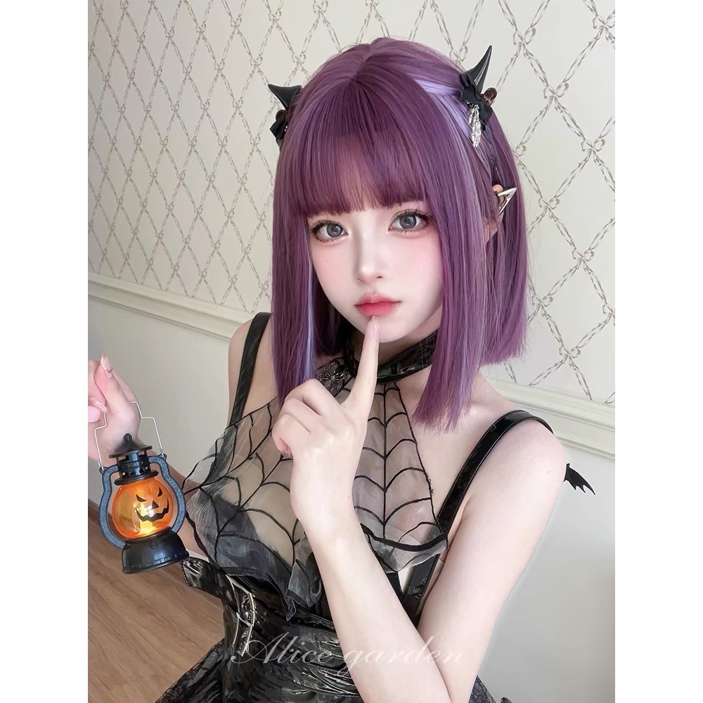 【現貨2】香芋紫色 薰衣草 粉紫色 灰紫色 黑紫色 葡萄紫 薄藤紫色系列假髮💜紫色假髮漸層假髮短假髮cos假髮直假髮-規格圖3