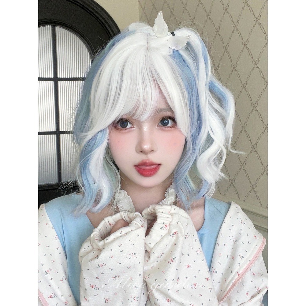 【現貨1】天藍色 寶藍色 銀河藍 灰藍色 黑藍色 藍白 水藍色系列假髮💙藍色假髮 捲髮假髮 直髮短髮長髮天使假髮天空藍-規格圖4