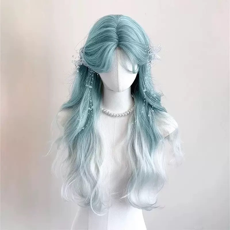 《波尼》前額蕾絲 薄荷藍漸變 70cm