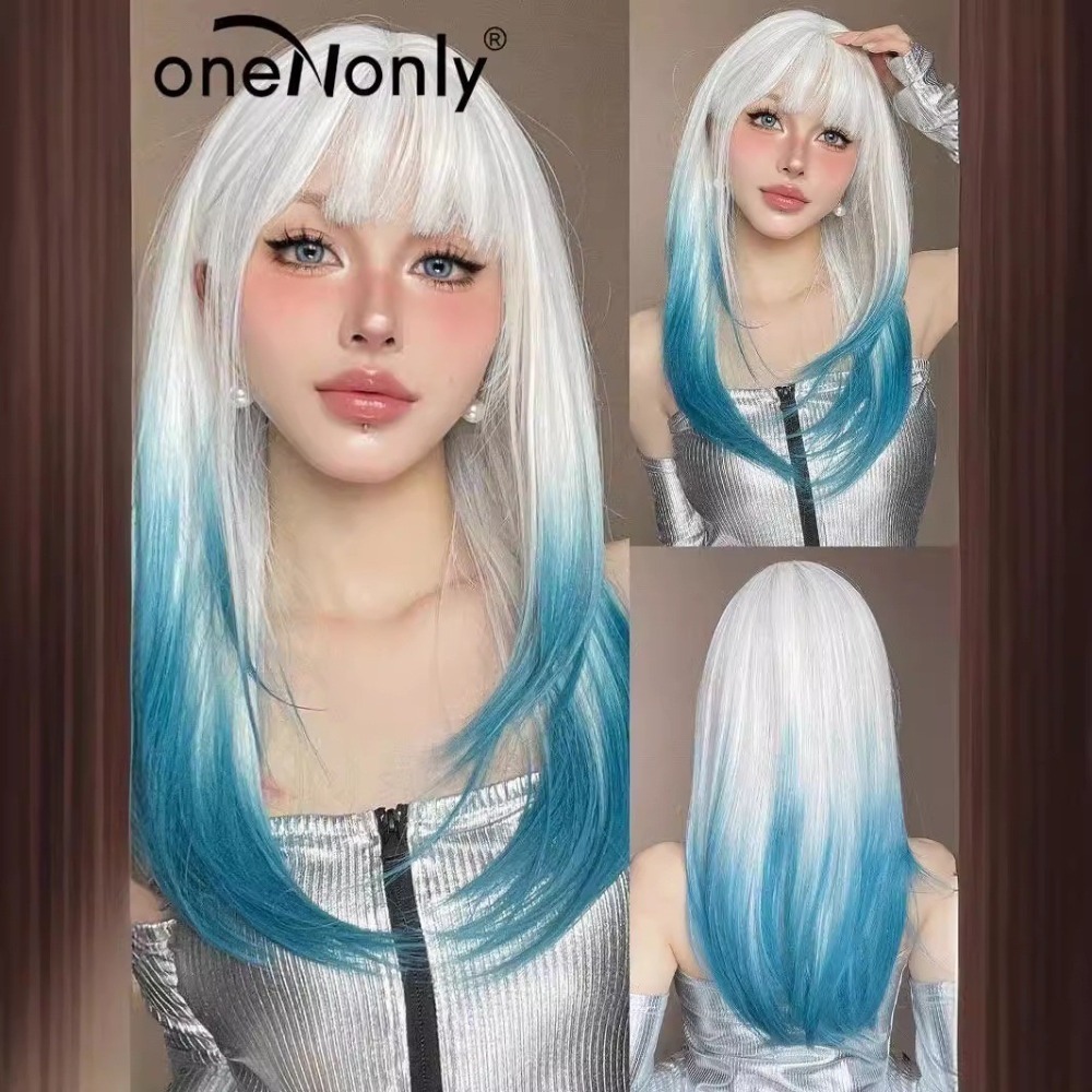 《蔚天》奶白漸變湖藍色70cm+-