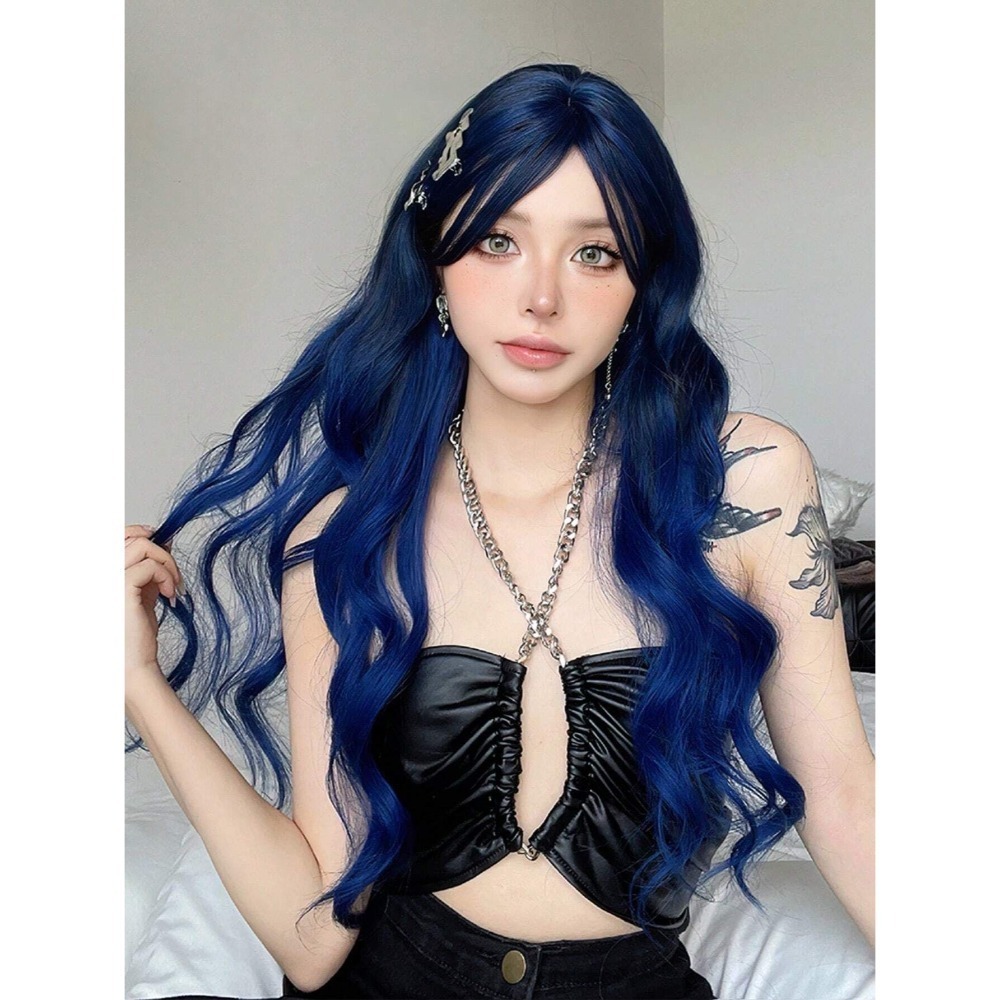 《貝尼歐》寶石藍挑黑 大波浪 66cm+