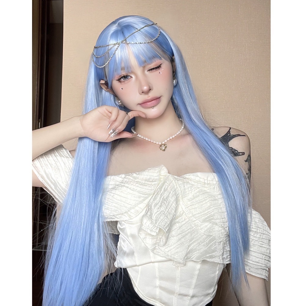 《迪乃》淺藍色 長直髮70cm