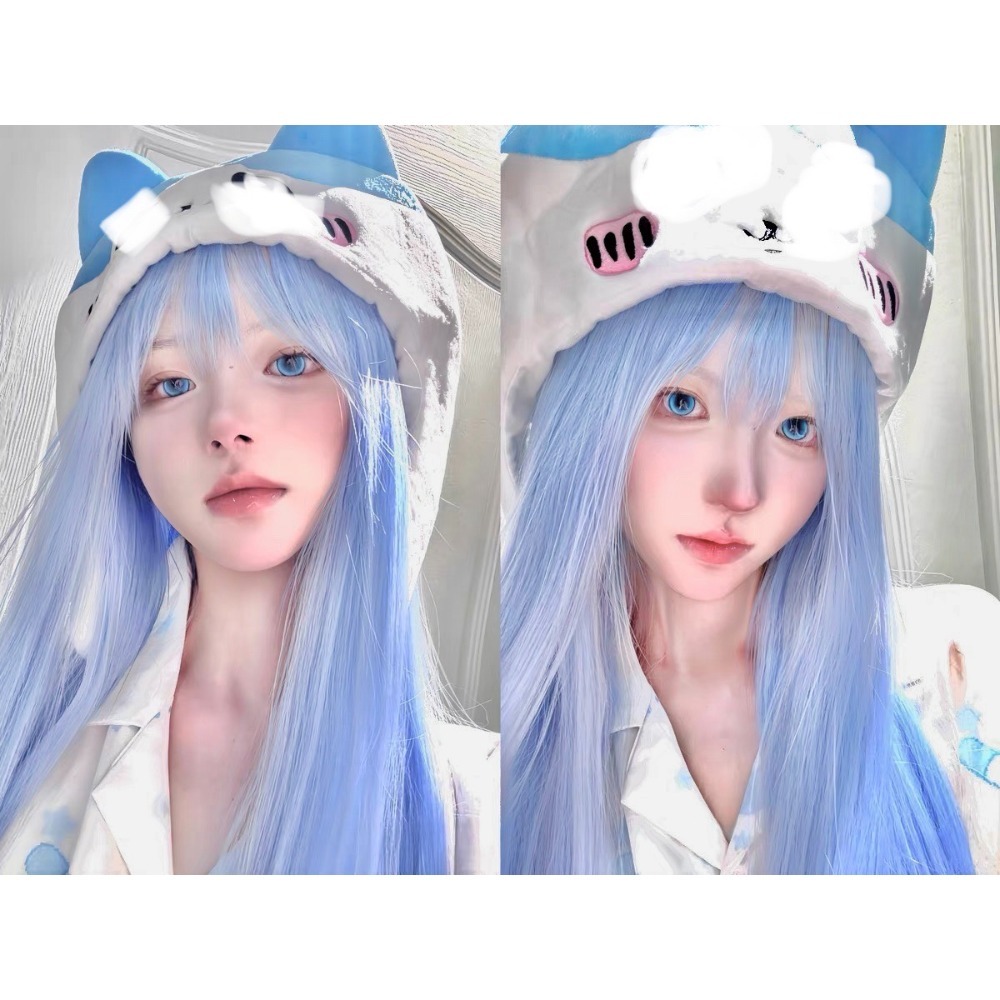 《唐尼》水晶冰藍色 直髮 60cm