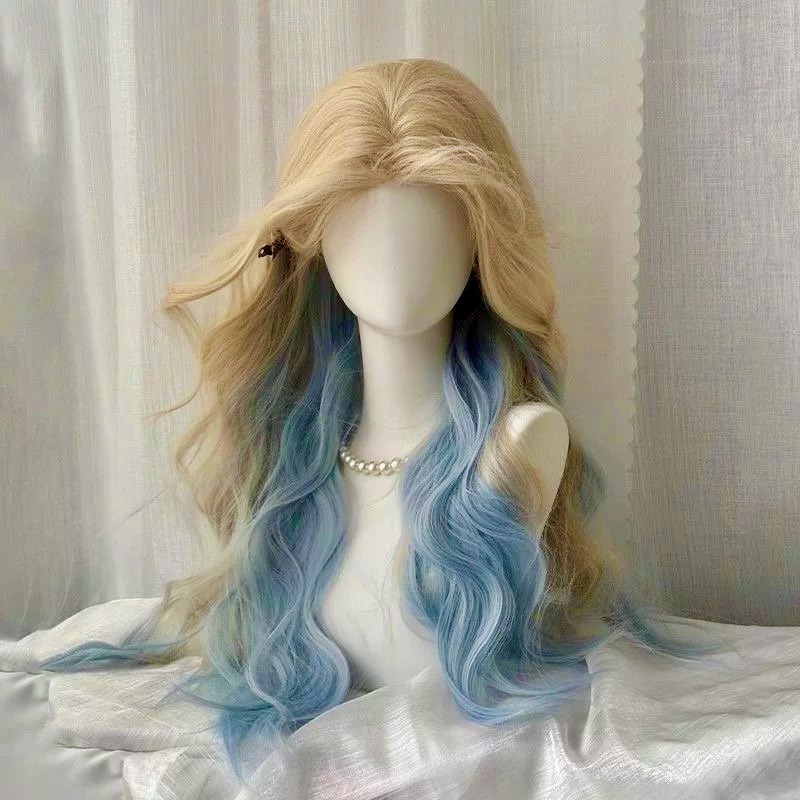 【現貨2】天藍色 寶藍色 銀河藍 灰藍色 黑藍色 藍白 水藍色系列假髮💙藍色假髮 漸層假髮挑染假髮藍黑假髮直髮假髮捲髮-規格圖4