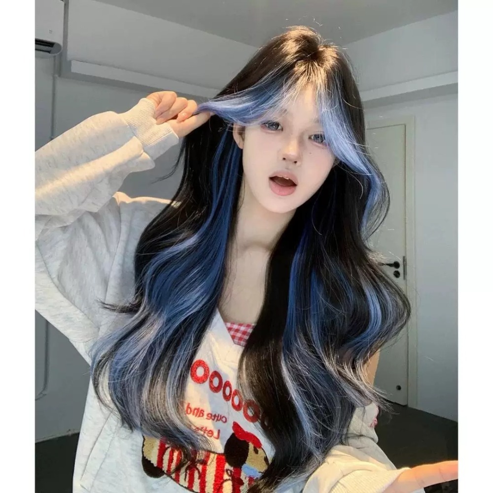 《恬靜》中分八字 冰藍挑染漸層棕60cm
