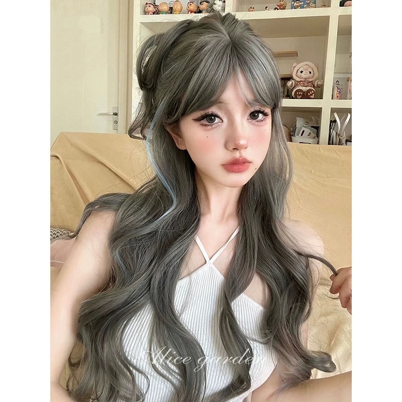 【現貨2】天藍色 寶藍色 銀河藍 灰藍色 黑藍色 藍白 水藍色系列假髮💙藍色假髮 漸層假髮挑染假髮藍黑假髮直髮假髮捲髮-規格圖4