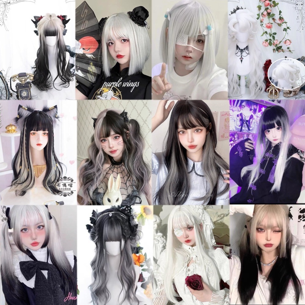 【現貨1】銀色 白色 灰色黑白漸變色 灰黑色 灰白色 純白色 銀白色系列假髮🤍白挑染日常假髮 奶奶假髮漸層假髮黑白假髮-細節圖2