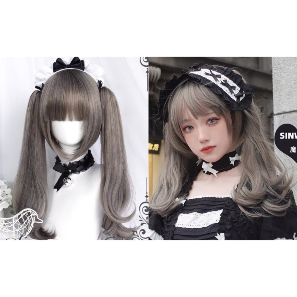 【現貨1】銀色 白色 灰色黑白漸變色 灰黑色 灰白色 純白色 銀白色系列假髮🤍白挑染日常假髮 奶奶假髮漸層假髮黑白假髮-規格圖4