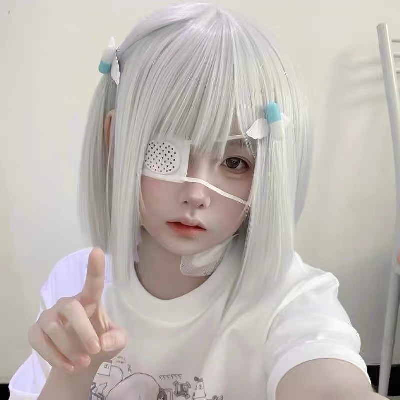 【現貨1】銀色 白色 灰色黑白漸變色 灰黑色 灰白色 純白色 銀白色系列假髮🤍白挑染日常假髮 奶奶假髮漸層假髮黑白假髮-規格圖4