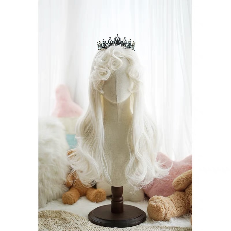 優雅宮廷 側邊小卷劉海 珍珠白 60cm